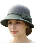 Kapelusz damski cloche z kokardą (Szary)