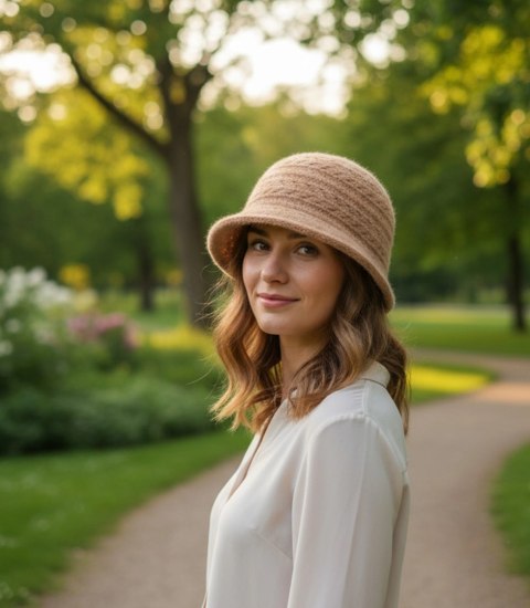Kapelusz damski pleciony (Beżowy)