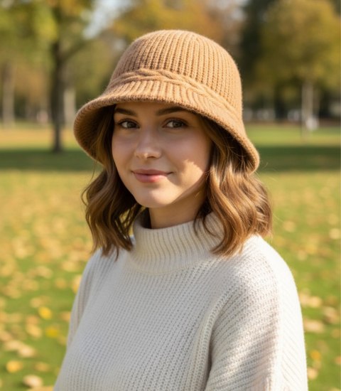 Kapelusz damski pleciony (Beżowy)