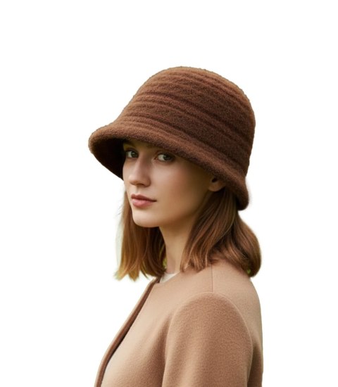 Kapelusz damski pleciony (Brązowy)