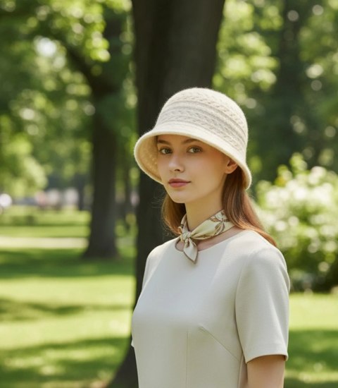 Kapelusz damski pleciony (Ecru)