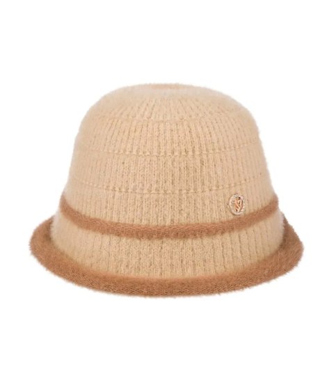 Kapelusz damski z naszywką dwukolorowy (Brązowy || Beżowy)