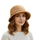 Kapelusz damski z ozdobnym paskiem i klamrą (Beżowy)