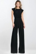 Kombinezon z rayonu z nogawkami palazzo KM42 Black - Nife - 40