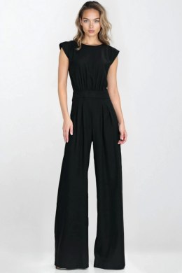 Kombinezon z rayonu z nogawkami palazzo KM42 Black - Nife - 40