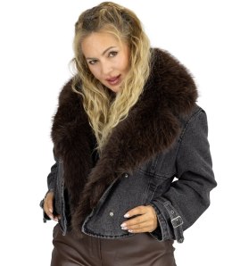 Kurtka jeansowa z kożuszkiem DENIM DIVA (Czarny)