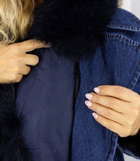 Kurtka jeansowa z kożuszkiem DENIM DIVA (Niebieski)