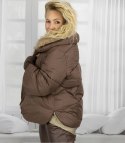 Kurtka zimowa oversize z futerkiem BOMBER LUX (Brązowy)