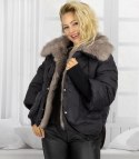 Kurtka zimowa oversize z futerkiem BOMBER LUX (Czarny)