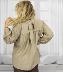 Luźna koszula z kokardą na plecach dłuższy tył LILIANA (Beżowy)