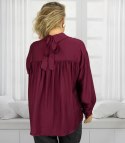 Luźna koszula z kokardą na plecach dłuższy tył LILIANA (Bordowy)