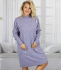 Sweterkowa sukienka z ozdobnymi rękawami i kieszeniami (Fioletowy)