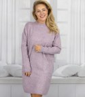 Sweterkowa sukienka z ozdobnymi rękawami i kieszeniami (Fioletowy)