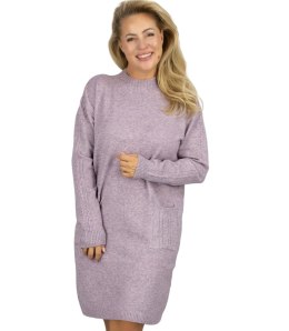 Sweterkowa sukienka z ozdobnymi rękawami i kieszeniami (Fioletowy)