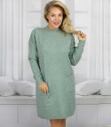 Sweterkowa sukienka z ozdobnymi rękawami i kieszeniami (Zielony)