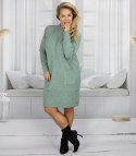 Sweterkowa sukienka z ozdobnymi rękawami i kieszeniami (Zielony)