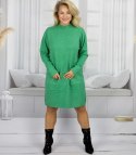 Sweterkowa sukienka z ozdobnymi rękawami i kieszeniami (Zielony)