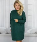 Sweterkowa sukienka z ozdobnymi rękawami i kieszeniami (Zielony)
