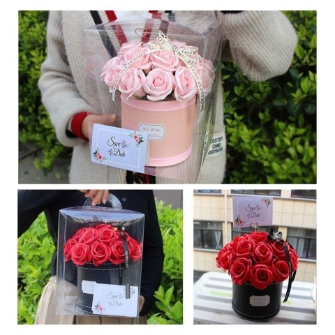 Blumenbox, Strauß duftender Seifenblumen im Karton mit 21 Stück. BUK08R