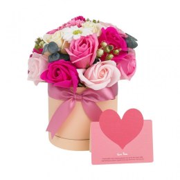 Blumenbox, Strauß duftender Seifenblumen in einer Box 16x16x23cm BUK23