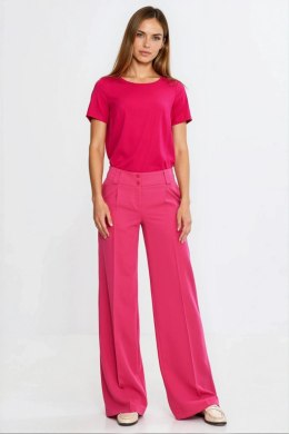 Bluzka basic z krótkim rękawem B215 Fuksja - Nife - 38