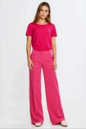 Bluzka basic z krótkim rękawem B215 Fuksja - Nife - 40