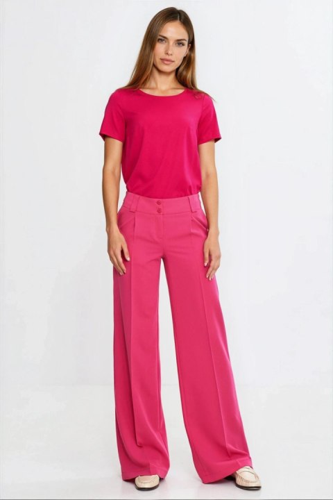 Bluzka basic z krótkim rękawem B215 Fuksja - Nife - 40