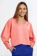 Bluzka oversize z balonowymi rękawami B214 Coral - Nife - 40/42