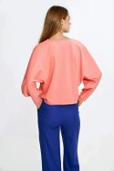 Bluzka oversize z balonowymi rękawami B214 Coral - Nife - 40/42