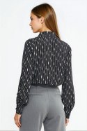 Bluzka z szarfą pod szyją B211 Wzór Koralik/Black - Nife - 36