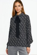 Bluzka z szarfą pod szyją B211 Wzór Koralik/Black - Nife - 36