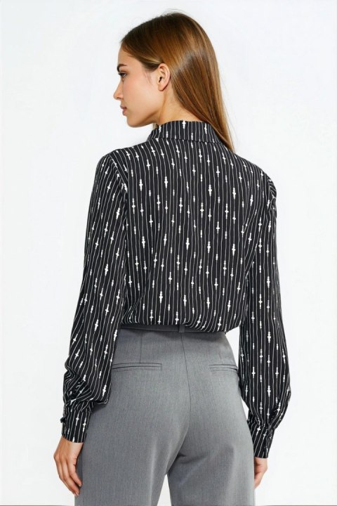 Bluzka z szarfą pod szyją B211 Wzór Koralik/Black - Nife - 40