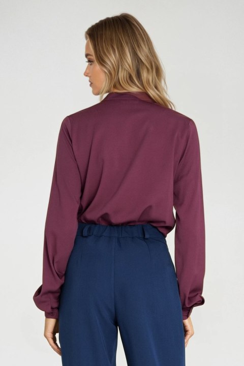 Bluzka z wiązaniem pod szyją B203 Śliwka - Nife - 36