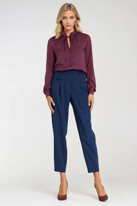 Bluzka z wiązaniem pod szyją B203 Śliwka - Nife - 36