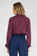 Bluzka z wiązaniem pod szyją B203 Śliwka - Nife - 38