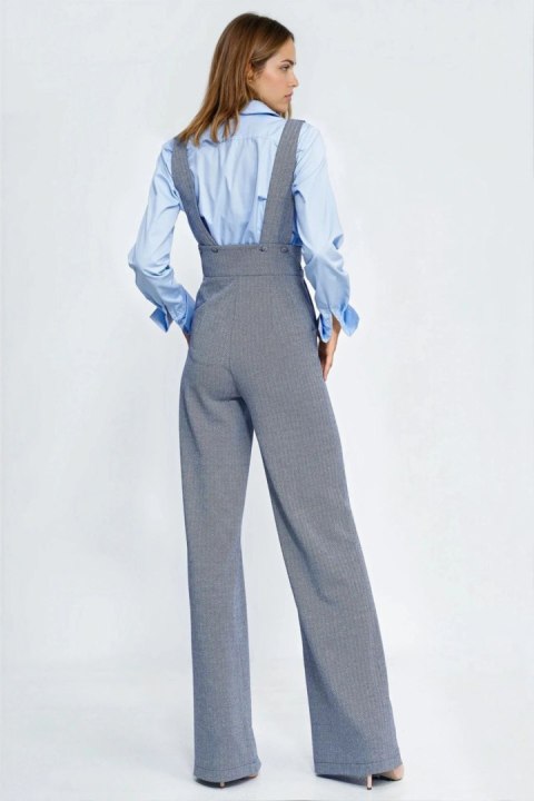 Kombinezon na szelkach w granatową jodełkę KM44 Navy - Nife - 36