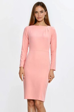 Sukienka z asymetryczną zakładką przy dekolcie S284 Łosoś - Nife - 40