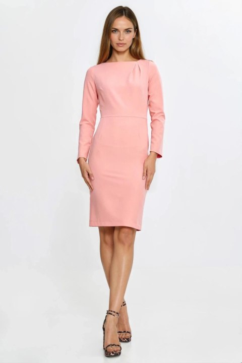 Sukienka z asymetryczną zakładką przy dekolcie S284 Łosoś - Nife - 40