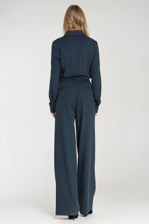 Wiskozowa bluzka z żabotem B202 Navy - Nife - 38