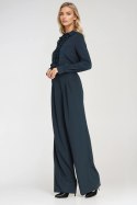 Wiskozowa bluzka z żabotem B202 Navy - Nife - 38