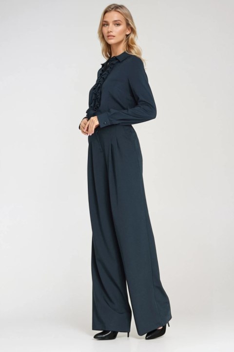 Wiskozowa bluzka z żabotem B202 Navy - Nife - 38