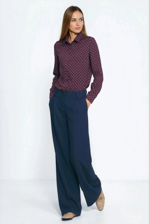 Wiskozowa koszula w groszki K91 Bordo - Nife - 36