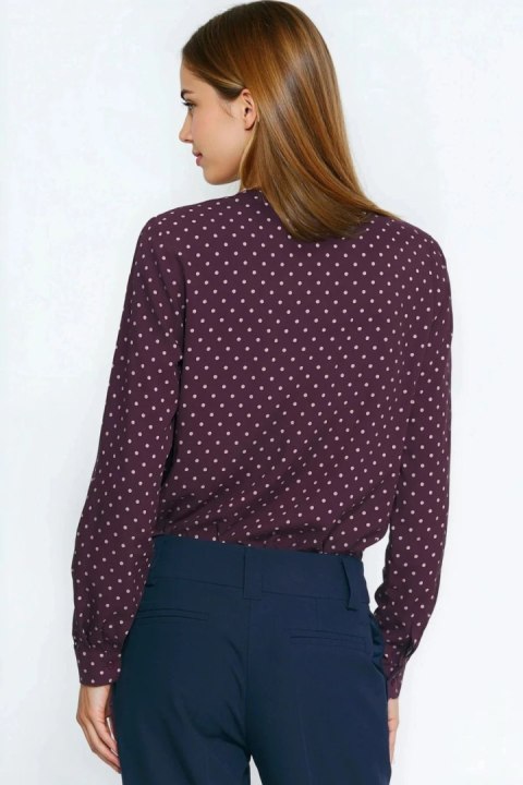 Wiskozowa koszula w groszki K91 Bordo - Nife - 36