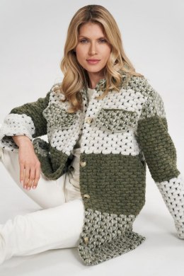 Kurtka Damska Model M857 Oliwka Pasy - Figl - S/M