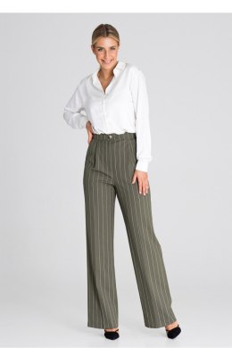Spodnie Damskie Model M952 Oliwka Paski - Figl - XL
