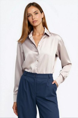 Satynowa koszula body K96 Beige - Nife - 36