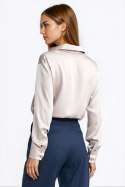 Satynowa koszula body K96 Beige - Nife - 40