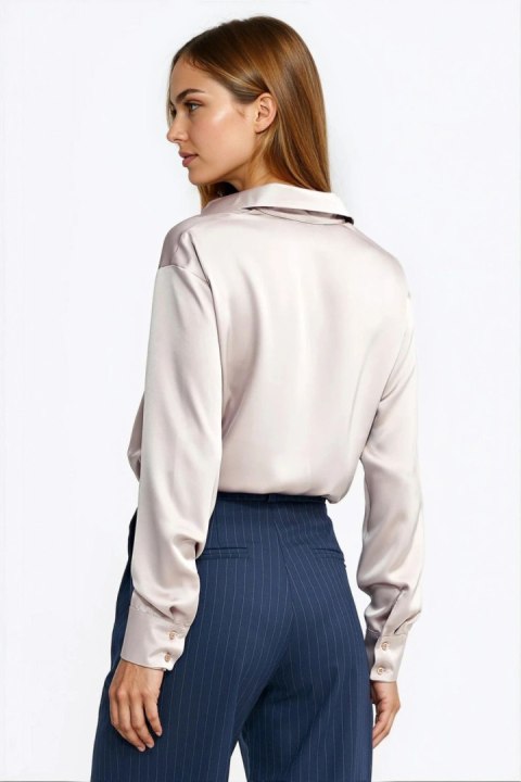 Satynowa koszula body K96 Beige - Nife - 40