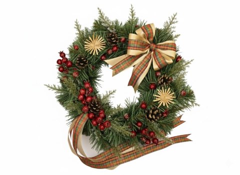 Stroik świąteczny królewski szyszki jarzębina tradycyjny na stół drzwi 40cm