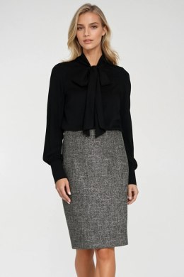 Wiskozowa bluzka z szarfą B204 Black - Nife - 38
